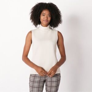 Wynne Lounge women’s cream beige sleeveless mock neck layering tunic top XL